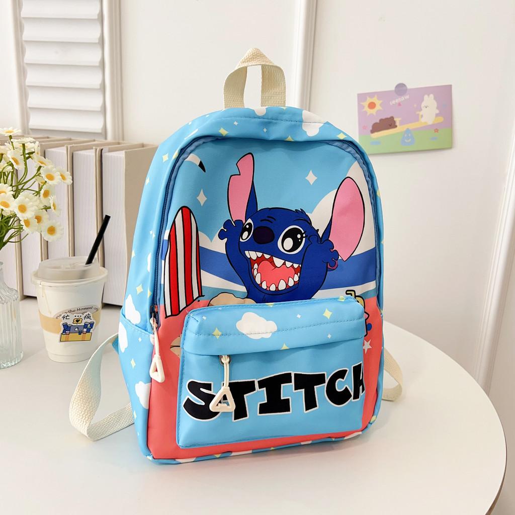 Stitch Children Cartoon Print School Backpack With Breathable Nylon For Kindergarten Kids