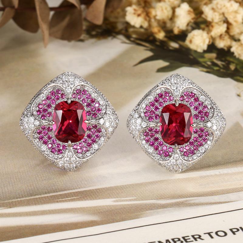 

Комплект украшений Серьги Кольцо Ожерелье Флэш Бриллиант Многоцветный Квадрат Премиум Женский Ретро