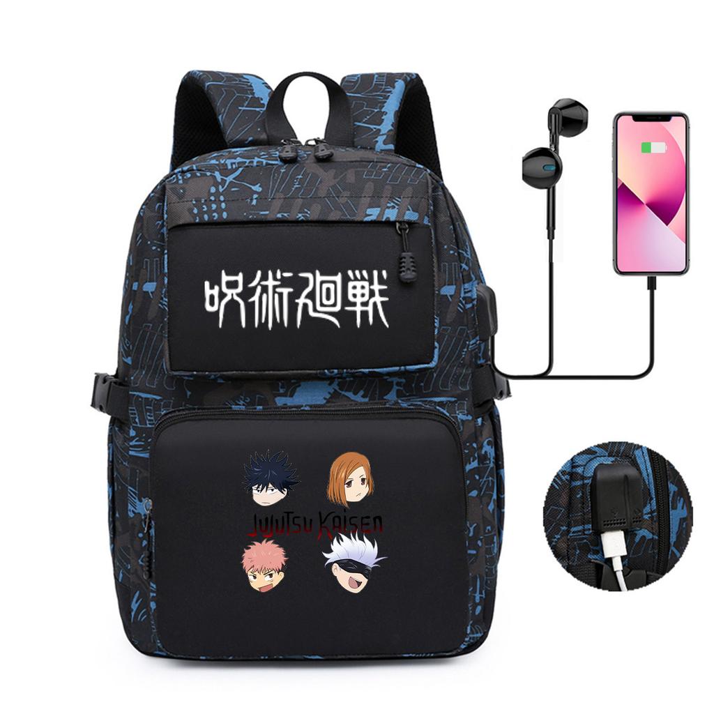 Spell Peripheral Printed Backpack Youth School Bag Usb Computer Bag Outdoor Backpack Men And Women