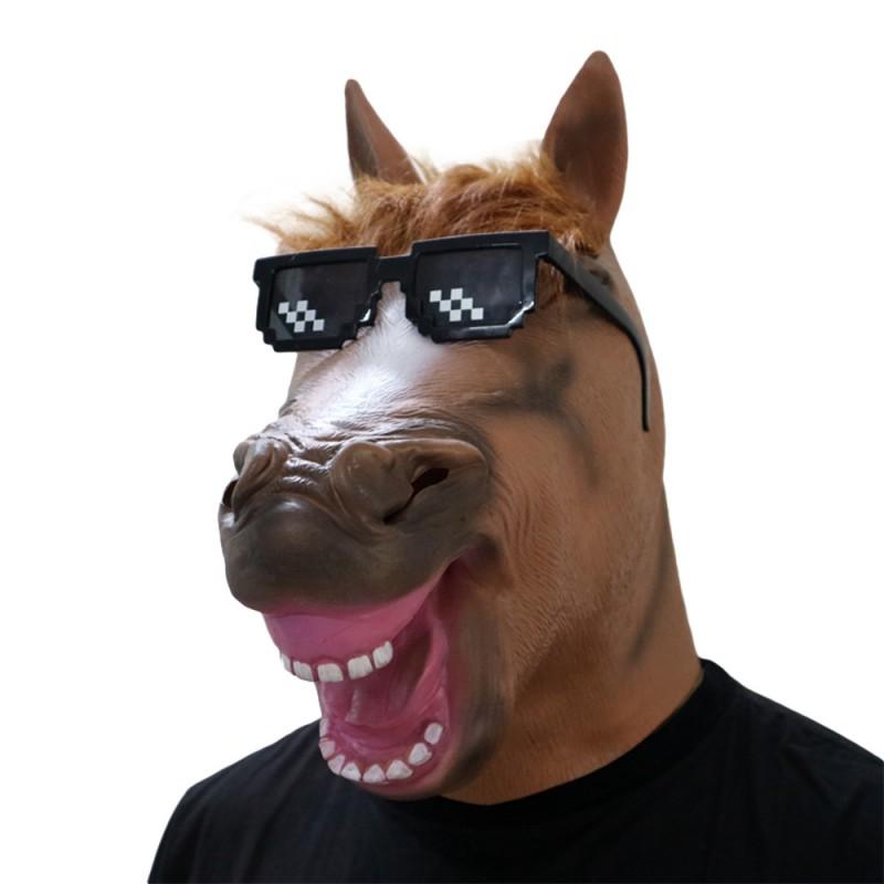 Horse Head Mask Smiling Latex Animal Halloween Cosplay Party