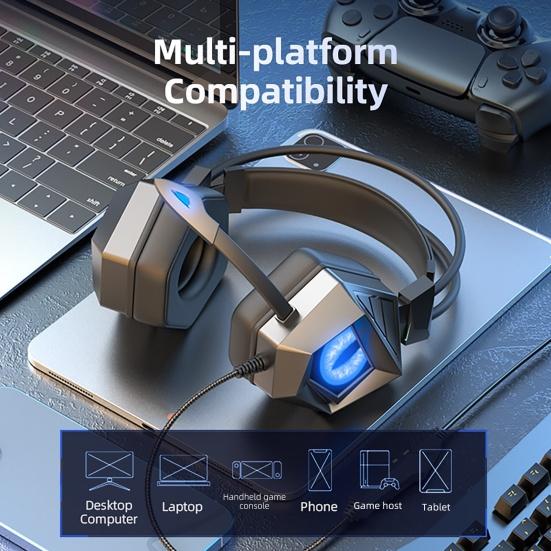 Soyto SY-G15 Wired Headphone High Fidelity Noise Reduction with Cool Breathing Light 3.5mm USB Stereo Gaming Headset for Computer