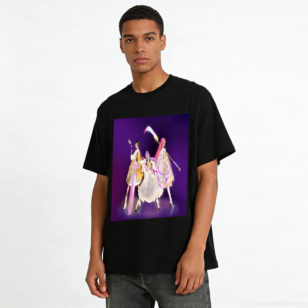 Anime Chinese Style Magical Girls Print Top Trendy Cool Girl Group Loose Casual Daily T-Shirt Pure cotton T-shirt