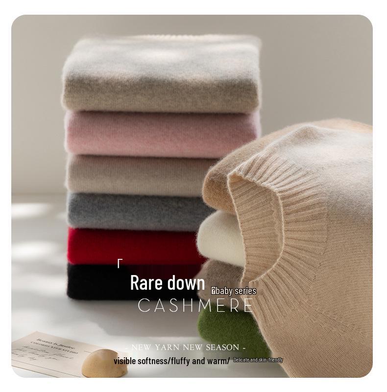 Women's New Fall/Winter Thick Cashmere Sweater, Half-High Collar Loose Knit, Plus Size Pullover Base Layer.