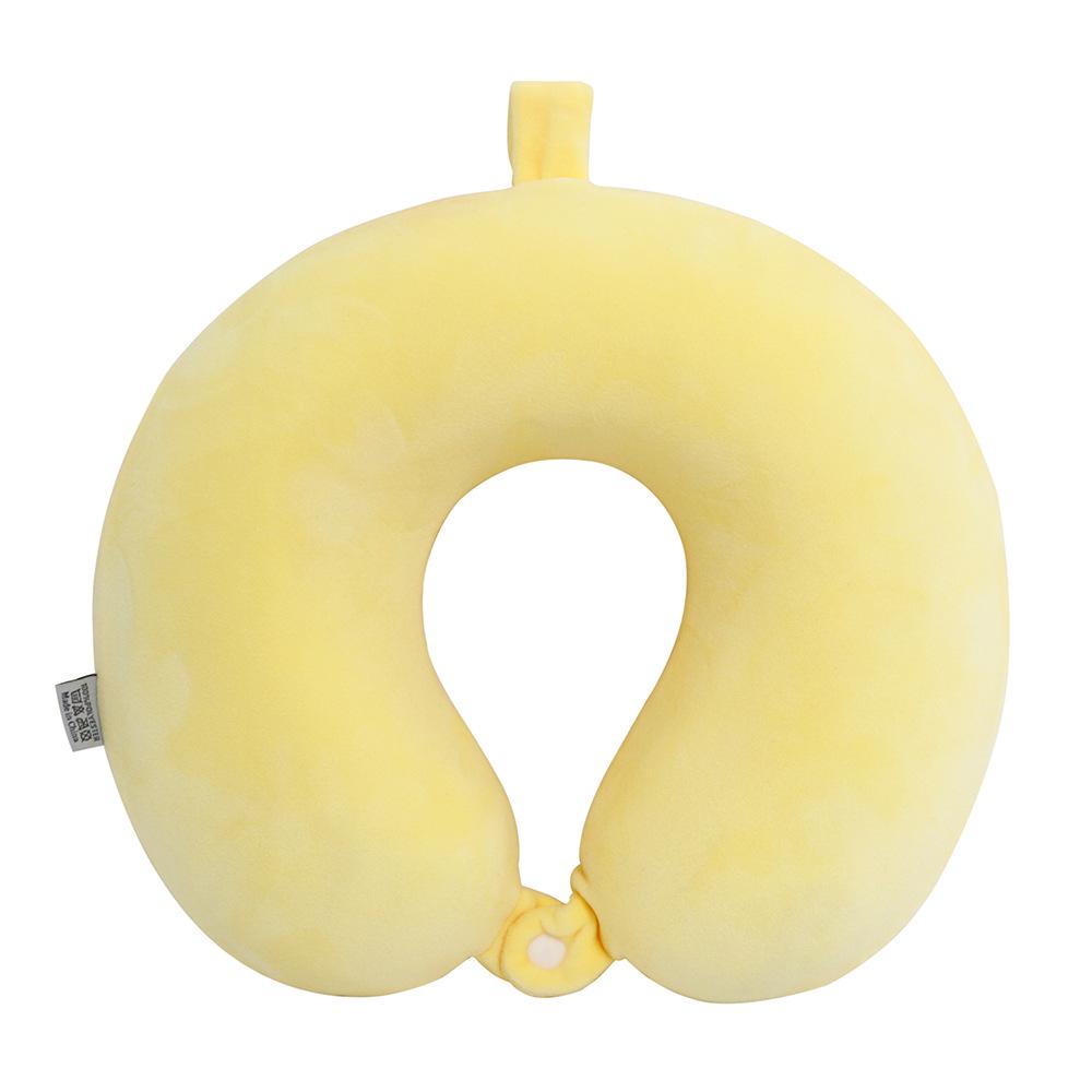 U-Shaped Travel Neck Pillow with Embroidered Logo - Solid Color Memory Foam Design