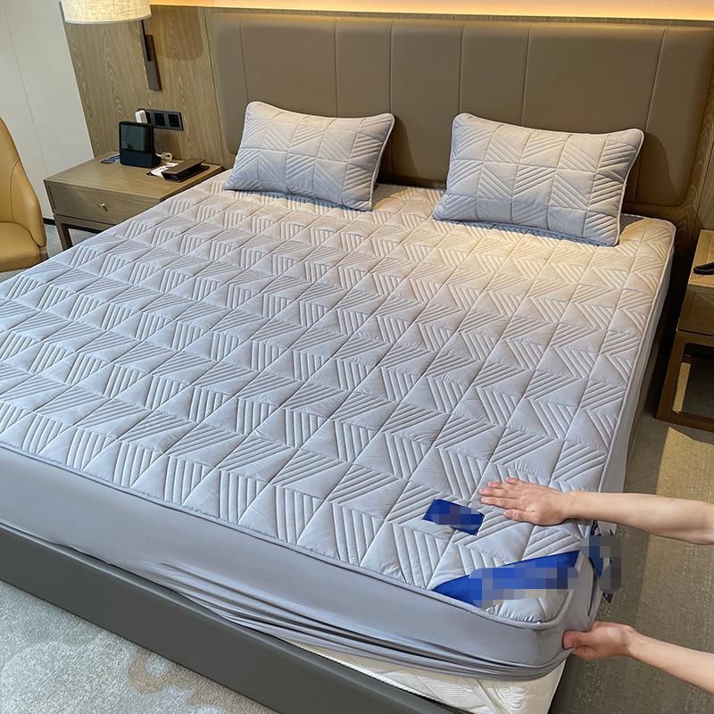 

Наматрасник Стираемый Однотонный Чехол на Кровать Дышащий Стеганый Защитник Матраса Кинг с Резинкой Pillowcase48x74cmx2