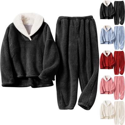 Conjunto de Cardigan, Roupa de Casa Quente e Peluciosa de Gola Redonda Casual e Confortável para Senhora