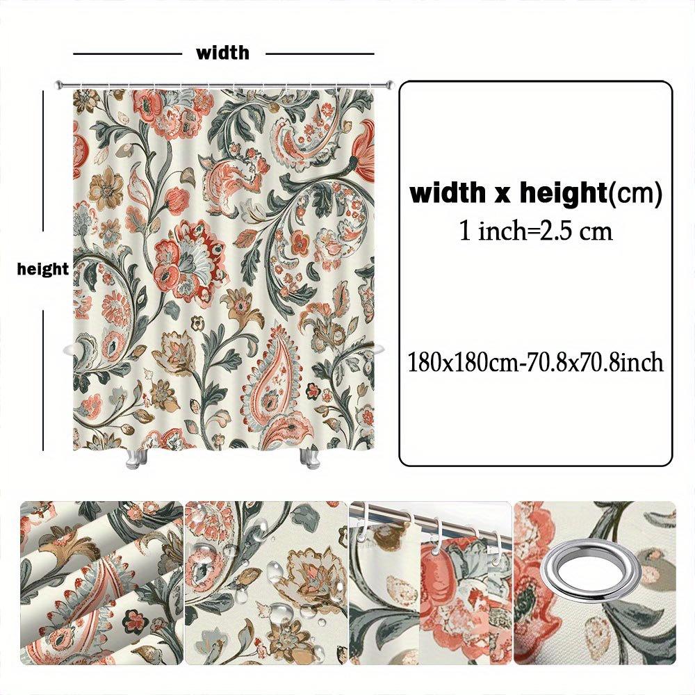 Elegant Vintage Floral Polyester Shower Curtain for Bathroom Decor Waterproof Liner Romantic Cottagecore Style Home Essentials