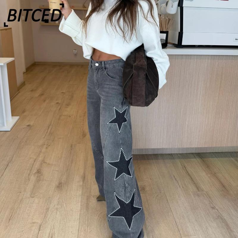 BITCED Women's Fashion Casual Solid Color Print Pants & Capris