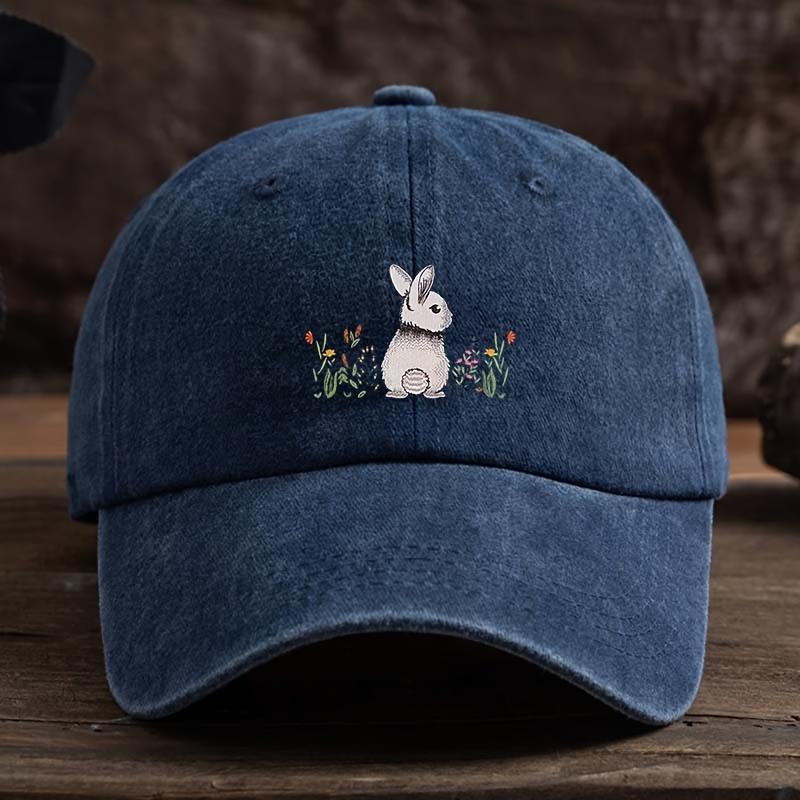 Baseball cap cute rabbit floral print lightweight textile fabric for daily and formal occasions outdoor leisure