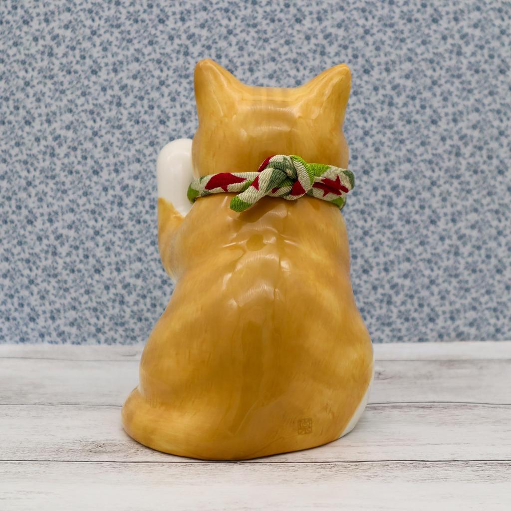 Yakushi Kiln Lucky Cat Uchino Good Luck (Tora) (with Sticker)