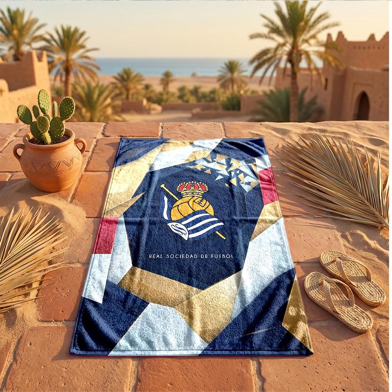 Asciugamano da Spiaggia in Microfibra con Stampa FC Real Sociedad Asciugatura Rapida Assorbente Grande Asciugamano per Spiaggia Nuoto Viaggio
