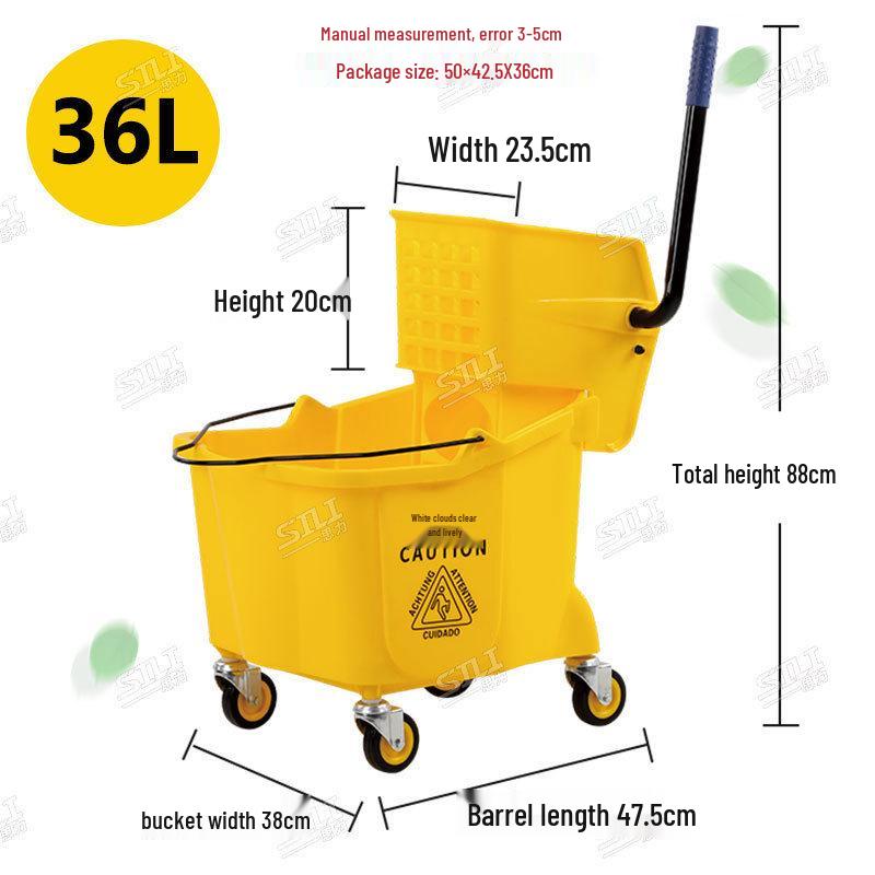 White Cloud Heavy-Duty Hands-Free Mop Bucket with Squeeze Water Extractor