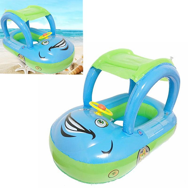 Baby Air Mattresses Swimming Ring Sunshade Baby Float Seat Inflatable Boat Swimming Ring Pool Water Fun Car Boat