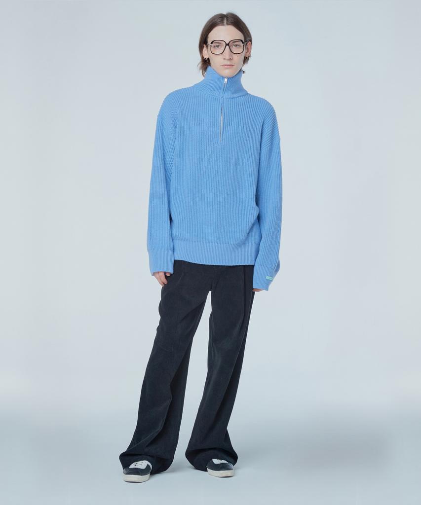 INSTANTFUNK Ms Wool Knit Half Zip-Up - Blue