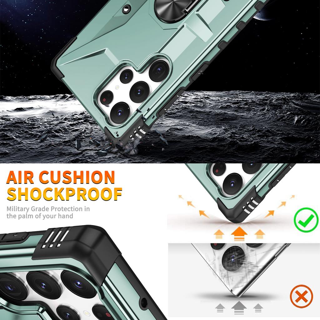 For Samsung Galaxy S24 Ultra Case PC+ TPU Hybrid Phone Cover with Ring Holder Kickstand