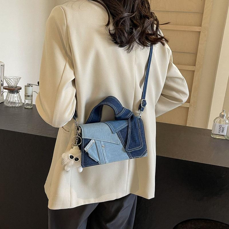 Denim Handbag Women's Crossbody Bag Fashionable Shoulder Commuter Small Square Bag