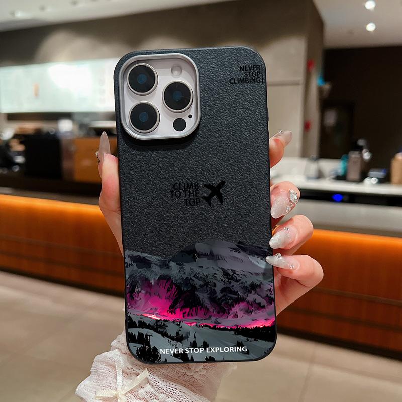 

Для iPhone 16 15 Pro Max 14 Pro 13 12 11 чехол с принтом самолета и гор тонкий TPU кожаная текстура мягкий матовый противоударный чехол для телефона iPhone 15 Pro