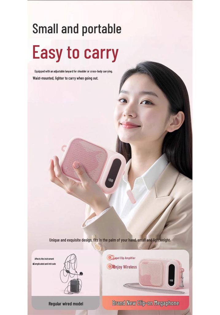 Little Bee Wireless Lavalier Microphone for Teachers and Tour Guides with High Volume Speaker
