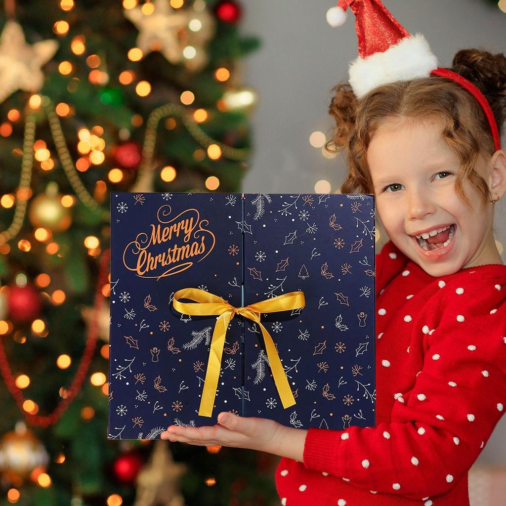 Christmas Advent Calendar 24Day Multifunction Seasonal Ornament Empty Countdown Box to Fill for Winter Holiday Men Women College