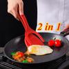 Multifunktionale 2-in-1-Silikon-Spatelgriff, Flip-Zange, hitzebeständig, für Zuhause, Küche, Kochen, Steak, Pfannkuchen, Eierspatel-Clip