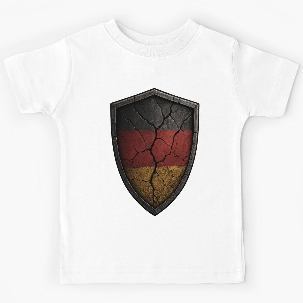 Vintage Broken Shield: Distressed German Flag Kids T-Shirt 170