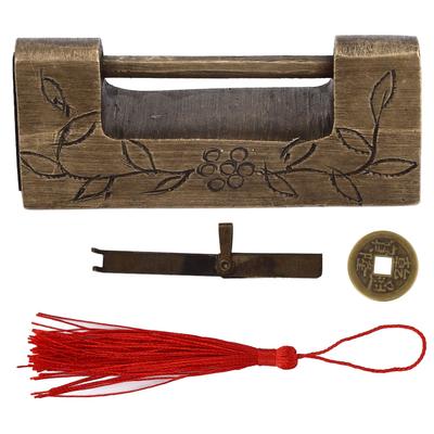 Chinesisches Antikschloss Retro Klassisches Muster Design Bronze Messing Material 5x2cm/2.0x0.8in Horizontal
