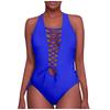 Women's One Piece Swimsuit Lace Up Front Halter Neck Tie Side Cut Out Design Swimwear Beachwear Bathing Suit