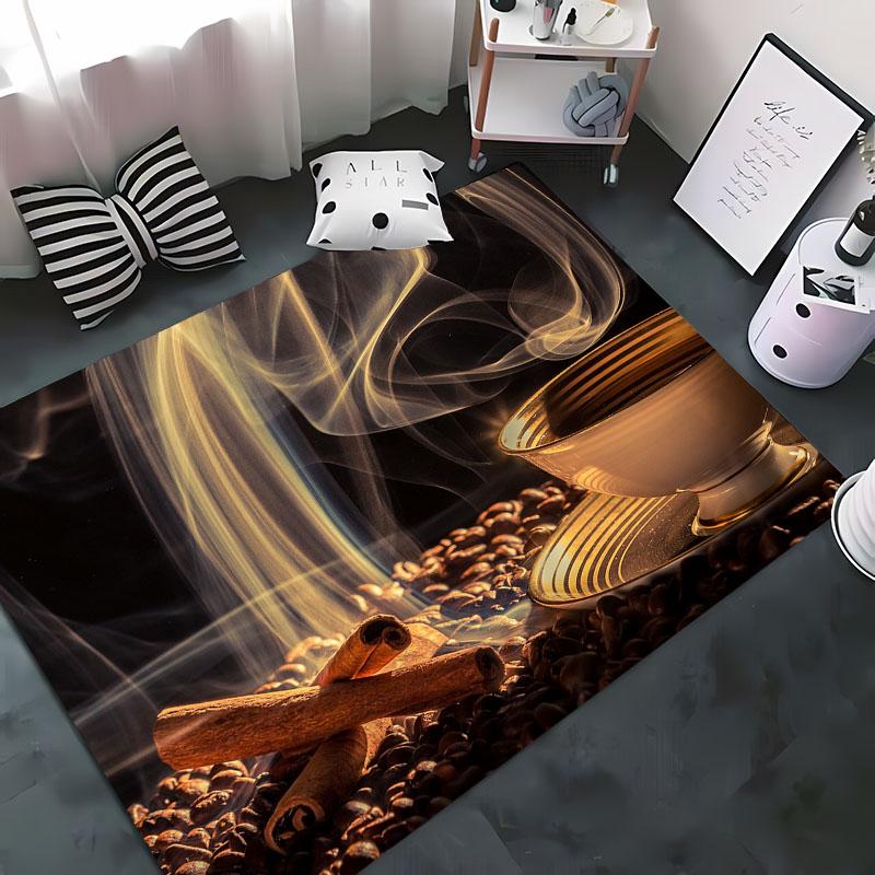 Funny Coffee Beans 3D Printing Carpet for Living Room Bedroom Alfombra Anti-slip Soft Area Rug Sofa Doormat Home Decor Tapete HD