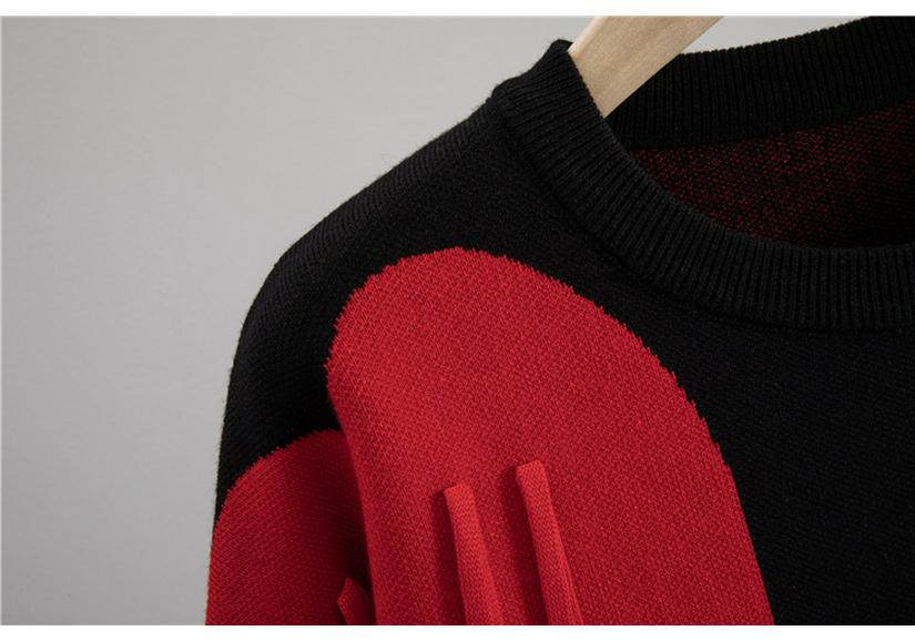 Cross Love Tassel Knitwear: Stylish Autumn/Spring European-American Patchwork Round Neck Pullover