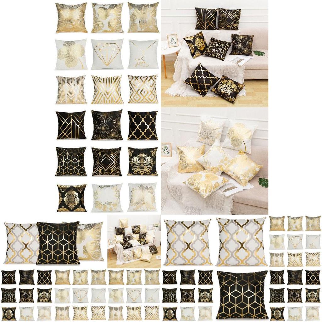 Elegant Bronzing Geometric Cushion Cover With Multicolor Options For Stylish Home Decor