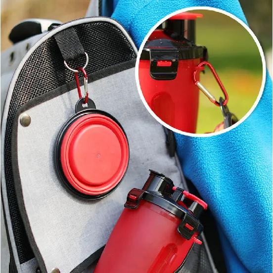 Dog Travel Water Bottle Bowls 2 in 1 Pet Food Container with Collapsible Portable Dog Food Bowl Outdoor Water Bowls for Pet Cat