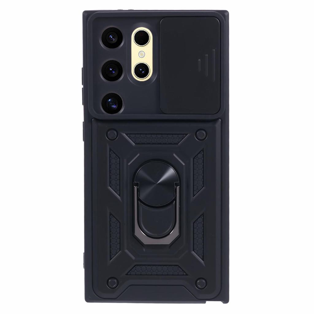 For Samsung Galaxy S24 Ultra Case Kickstand Phone Cover with Slide Lens Protection