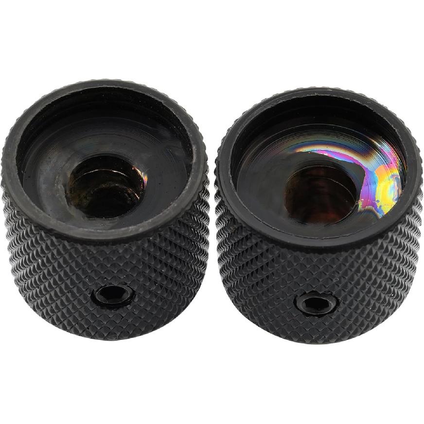 Musiclily Pro 1/4" Steel Fine Knurled Dome Knobs Universal Fitting Control Knobs with Set Screw and Indicator Dot for Electric Guitar or Bass, Black