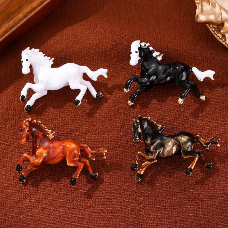 Luxury Vintage Horse Brooches For Women Men  Year Of The Horse Animal Party Office Brooch Pin Jewelry Accessories