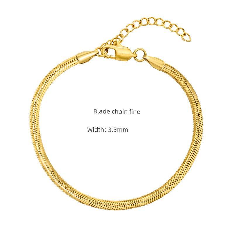 Fine 24K Gold Snake Bone Bracelet Men s Hip Hop European and American Style Popular Titanium Steel Valuable Prescription Beads Bracelet Women s Fancy 3.3mm Blade Bracelet