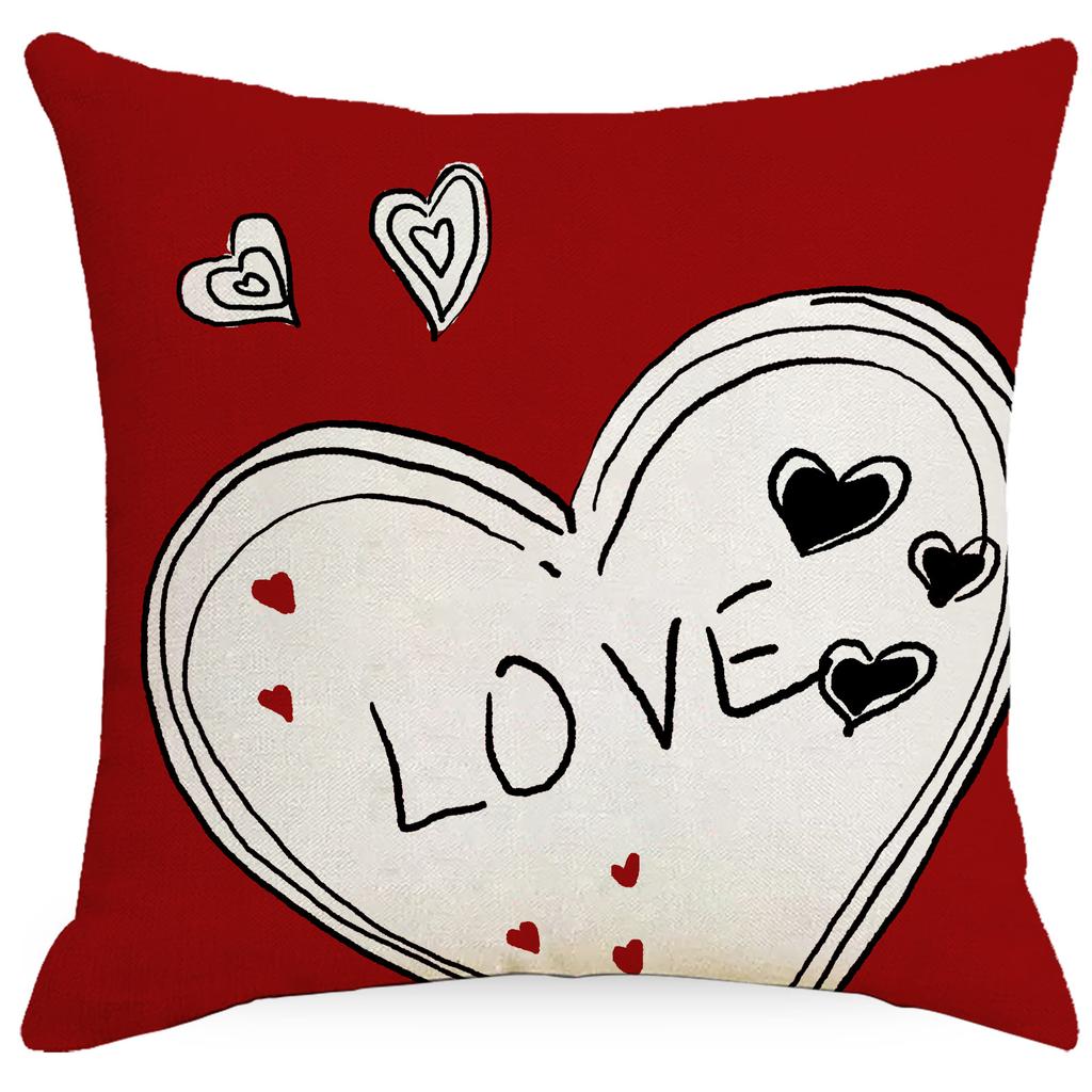 Valentine's Day Pillowcase Home Festival Red Love Line Pillow Sofa Decorative Cushion
