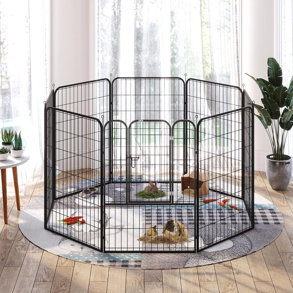 8 Panels Heavy Duty Puppy Playpen, for Large, Medium Dogs, Indoor and Outdoor Use - Black