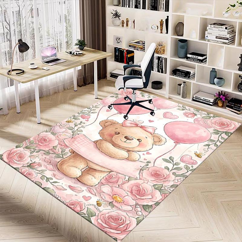 1PC Teddy Bear Pink Non-Slip Floor Carpet, Office, Family, Bedroom, Studio - Large Area Rug, Vibrant Colors-C0491