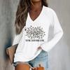Top Blusa Casual da Donna con Stampa Grafica Natalizia a Manica Lunga con Scollo a O