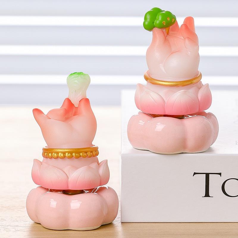 Foshou Desktop Decoration Item - Cute and Serene, Rotating for Stress Relief, Fun To Turn, Auspicious Lotus Flower Gift