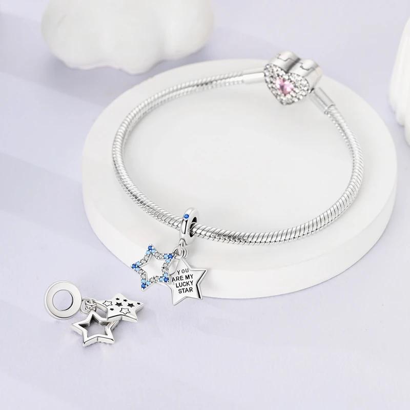 Charms Coppermysterious Starry Sky Lucky Star Beads Fit Charms Plataoriginal Bracelet Women Jewellery Making Gifts