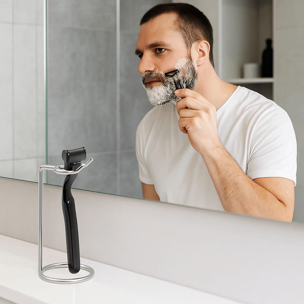 Portable Stainless Steel Shaver Storage Rack Silver Safety Shaver Display Stand Easy Carry Shaver Stand for Men