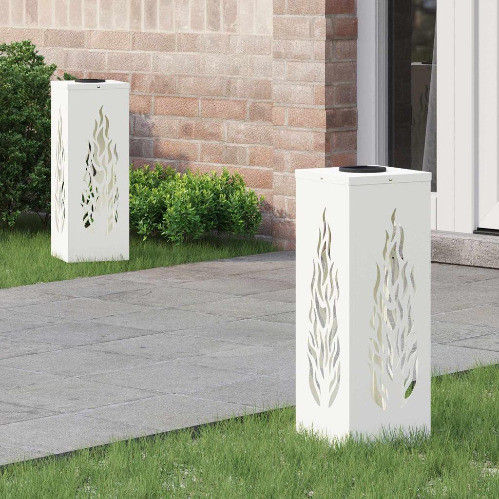 Solar LED Path Light 2 Pcs White Cold Rolled Steel