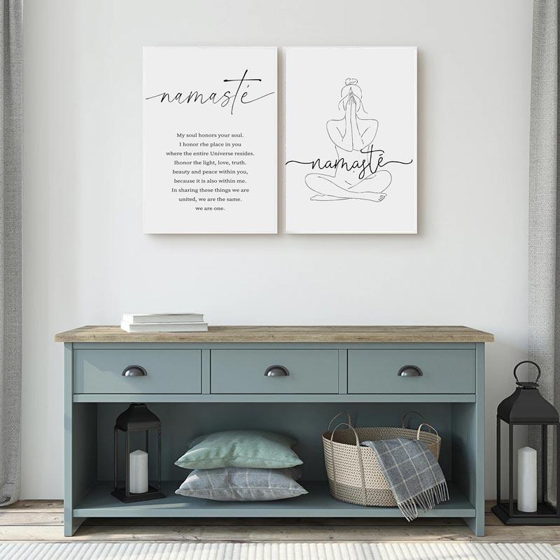 Namaste Definition Canvas Painting Nude Line Wall Art Picture Yoga Zen Black White Posters and Prints for Living Room Home Decor