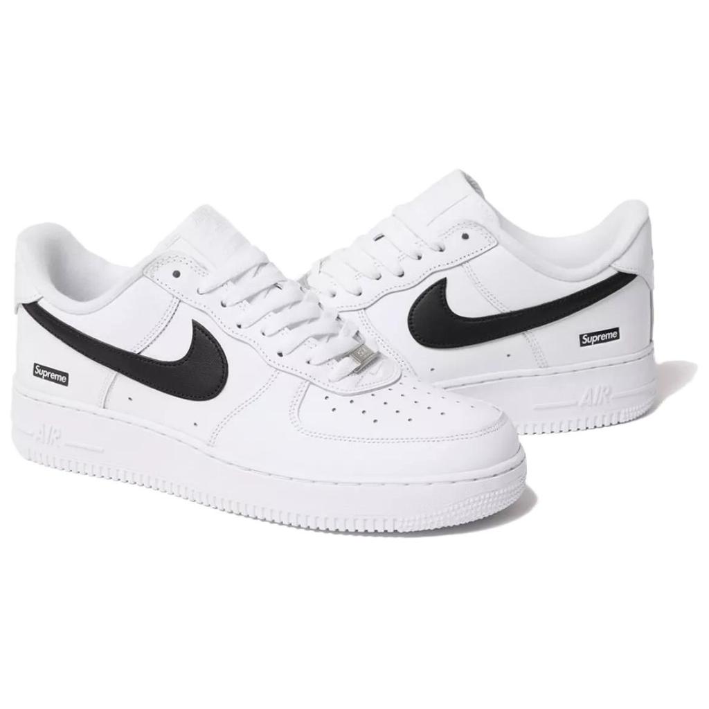 Supreme X Nike Air Force 1 Low Box Logo - White Black Unisex Sneakers CU9225-102