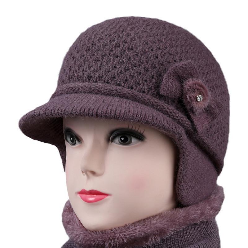 Hat Ladies Ear Protector Warm Wool Hat Winter Grandma Fleece Cold Hat