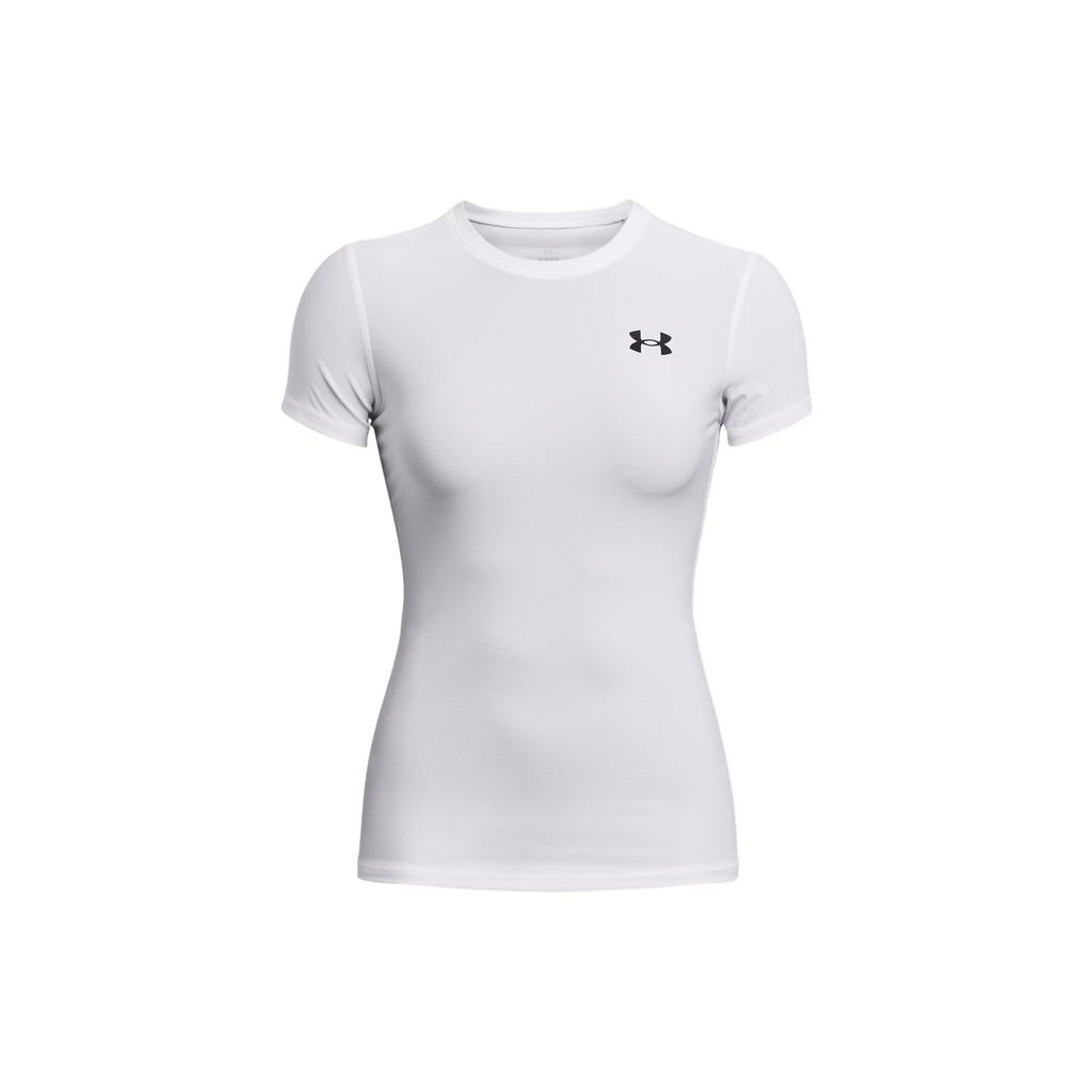 Under Armour Logo Print Round Neck Slim Fit Quick Dry Short Sleeve T-Shirt Women Tops White 1387562-100