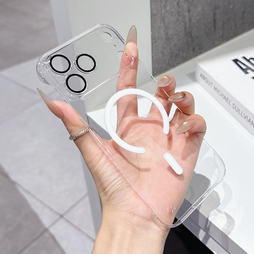 Frameless Clear PC Magnet For Magsafe Case For iPhone 17 Air 16 15 14 Plus 13 12 11 Pro Max Ultra-Thin Glass Lens Protect Cover