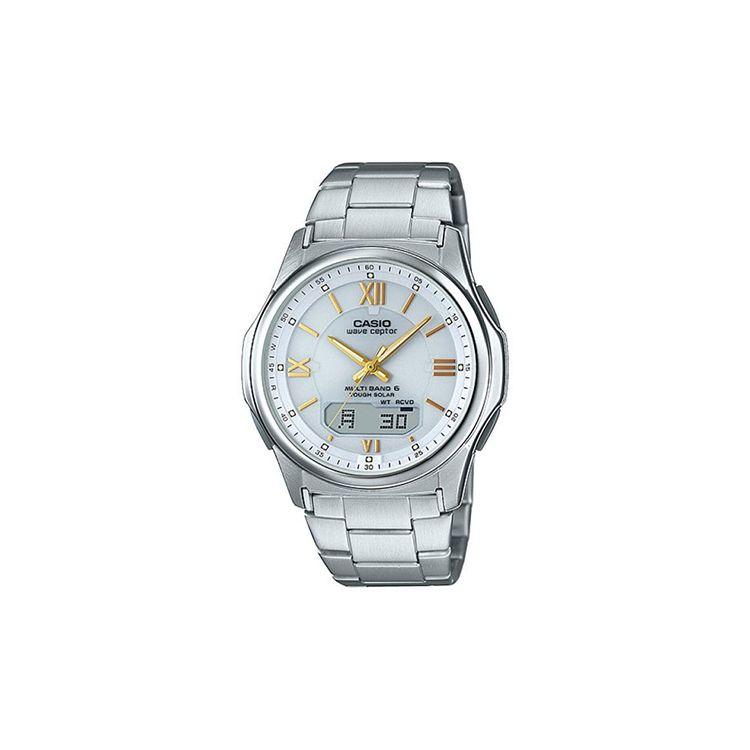 Casio LCD/Analog Dual Display Series Solar Quartz Movement Stainless Steel Strap Watch Men watches Blue WVA-M630D-7A2JF Blue Dial