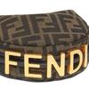 Fendi Graphy Pozlacený kovový zip Látková půlměsícová taška Dámské kabelky Hnědá 7AS089-ANSQ-F197W